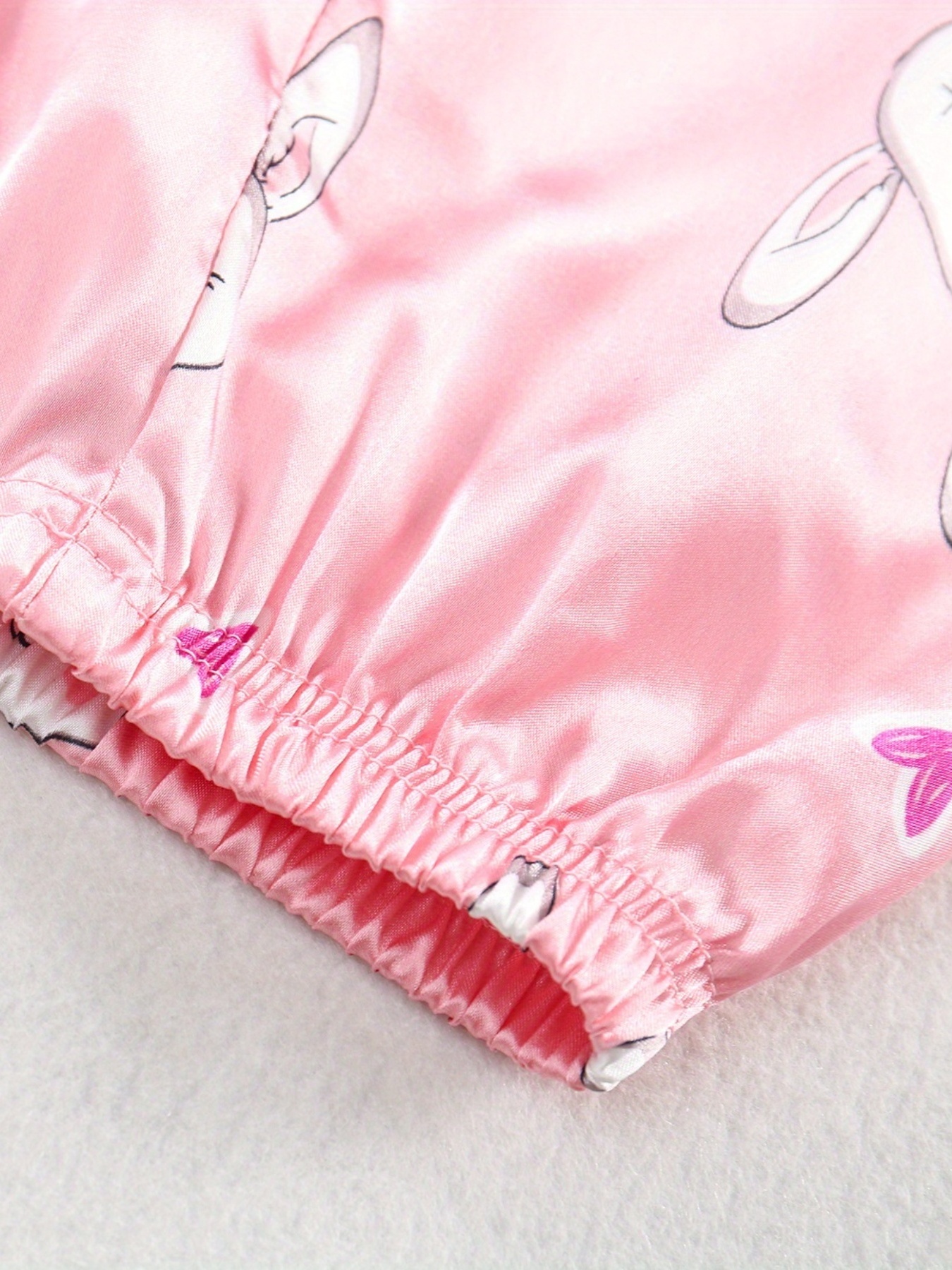 Girl's Rabbit Pattern 2pcs Button Front Long Sleeve Top & Pants Set