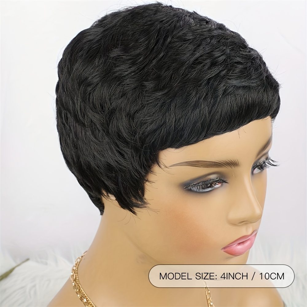 Natural Black Short Pixie Cut Wig Synthetic Hair Women Temu