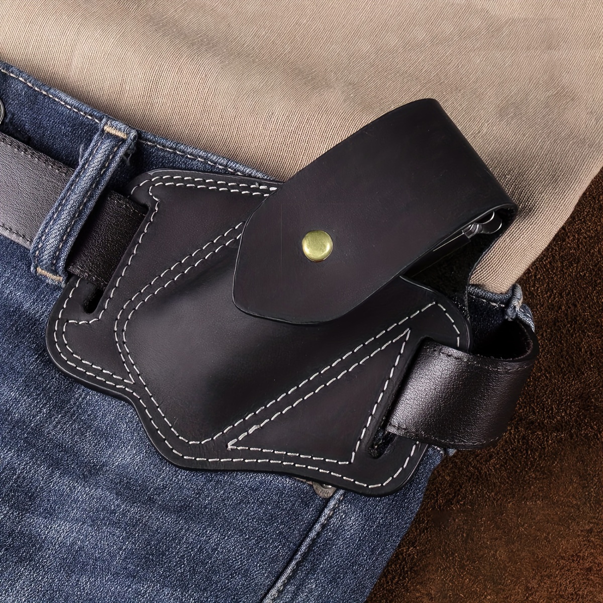Yunobi - Gaine en cuir pour organiseur EDC - Boucle de ceinture -  Porte-outils multifonction en cuir avec porte-clé pour ceinture et lampe de  poche