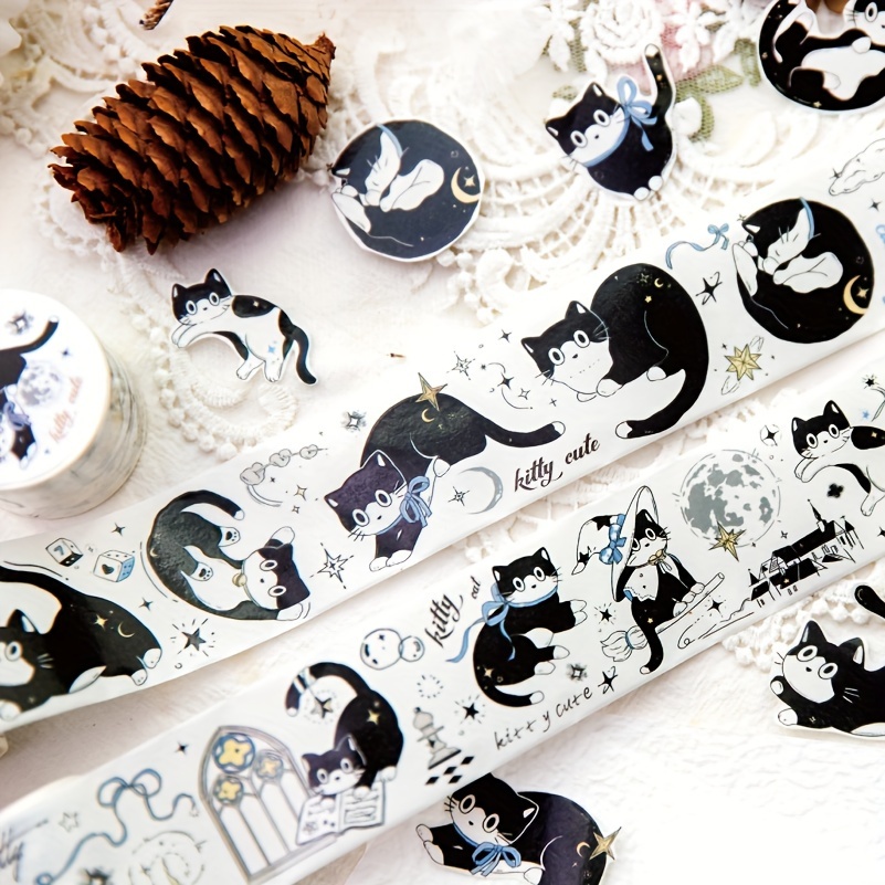 ​1 Pc / New Cartoon Black Cat Paper Washi Tapes Masking Tape Decorative  Adhesive Tapes