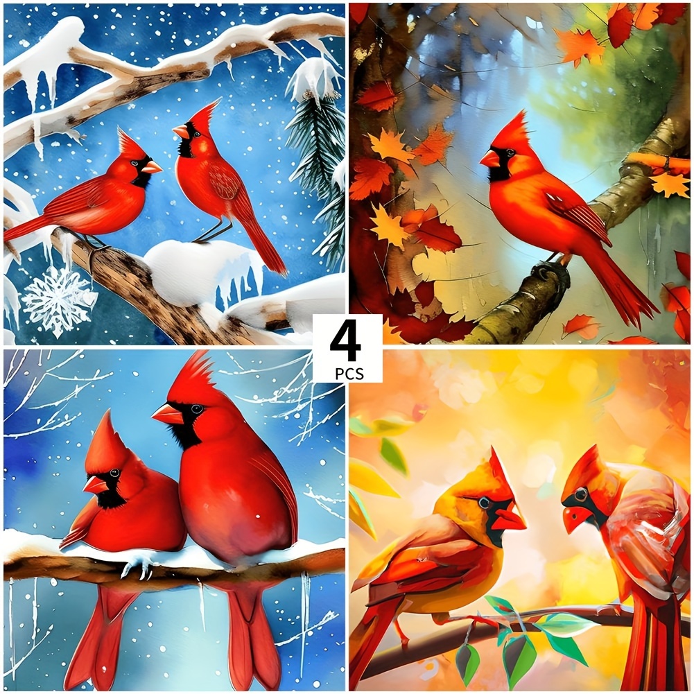 Pictures Red Birds Cardinals  Diamond Painting Full Cardinal - 5d Diy  Diamond - Aliexpress