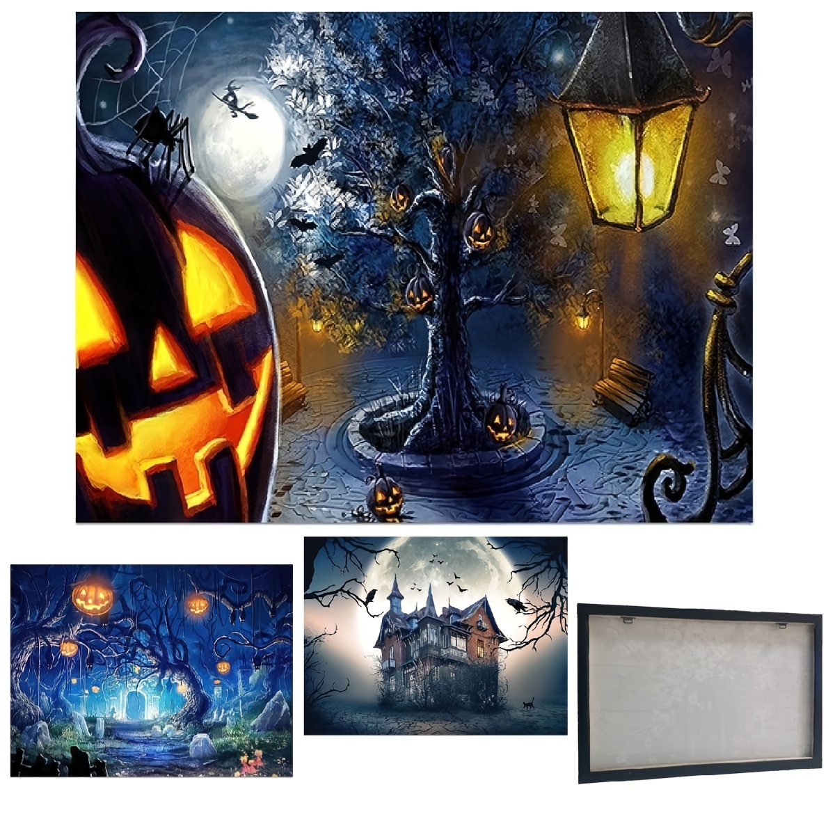 Quadro Halloween ZKBX - Stampa Tela Zucca Casa Stregata Decorazione Parete