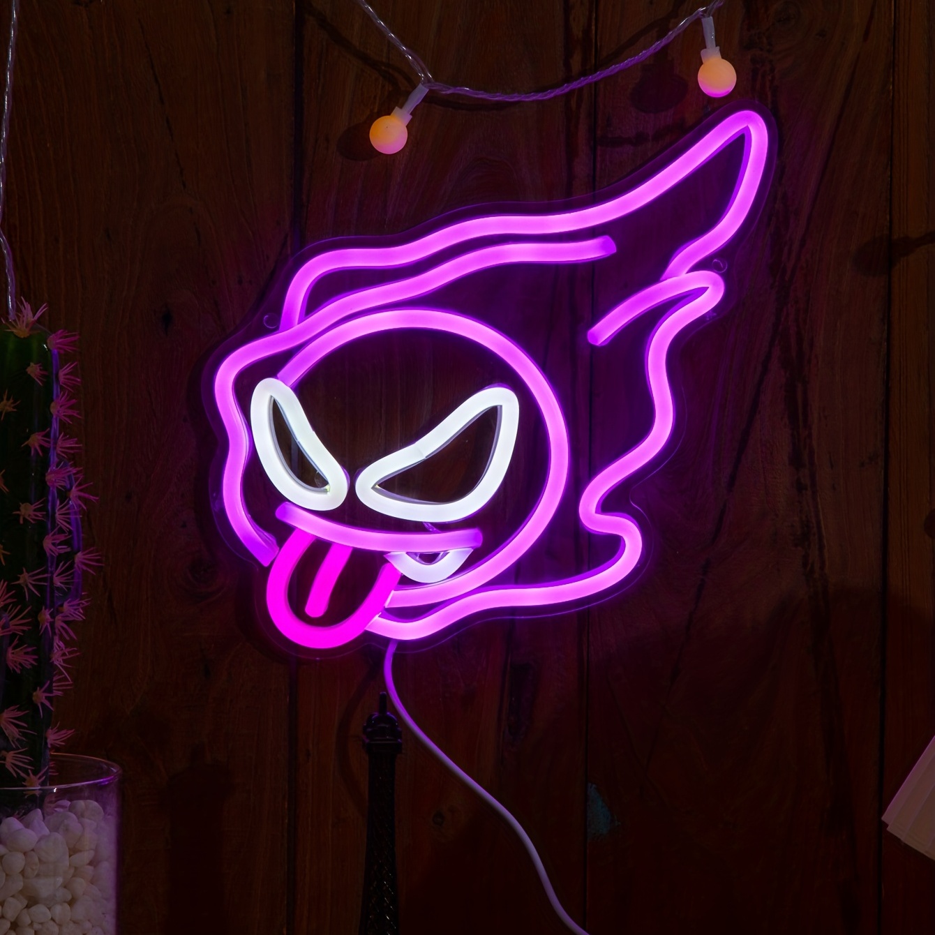 Led Purple Ghost Neon Sign For Halloween Anime Neon Sign - Temu