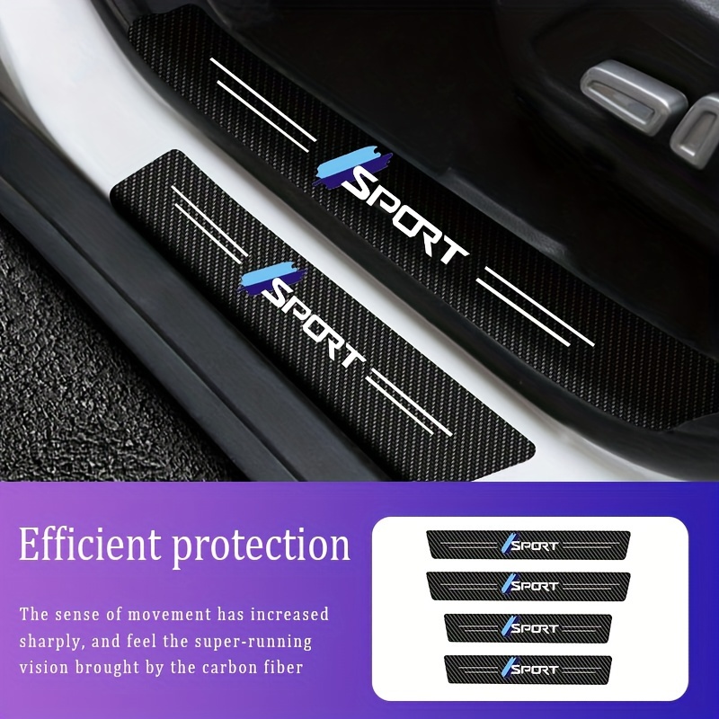 Protecteur de seuil de porte de voiture Protecteur de seuil de porte 5D  Logo lumineux Film de protection de seuil de porte de voiture  Anti-collision convient à la plupart des voitures 