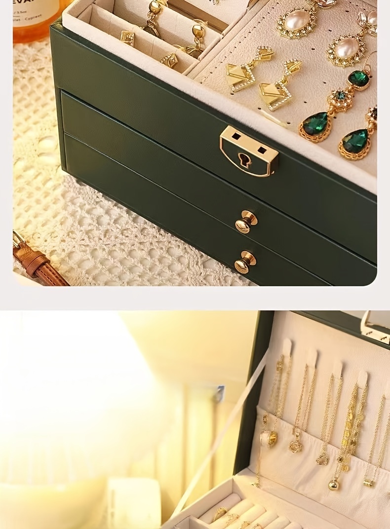 Faux Leather Jewelry Box Jewelry Storage Boxes Aesthetic - Temu