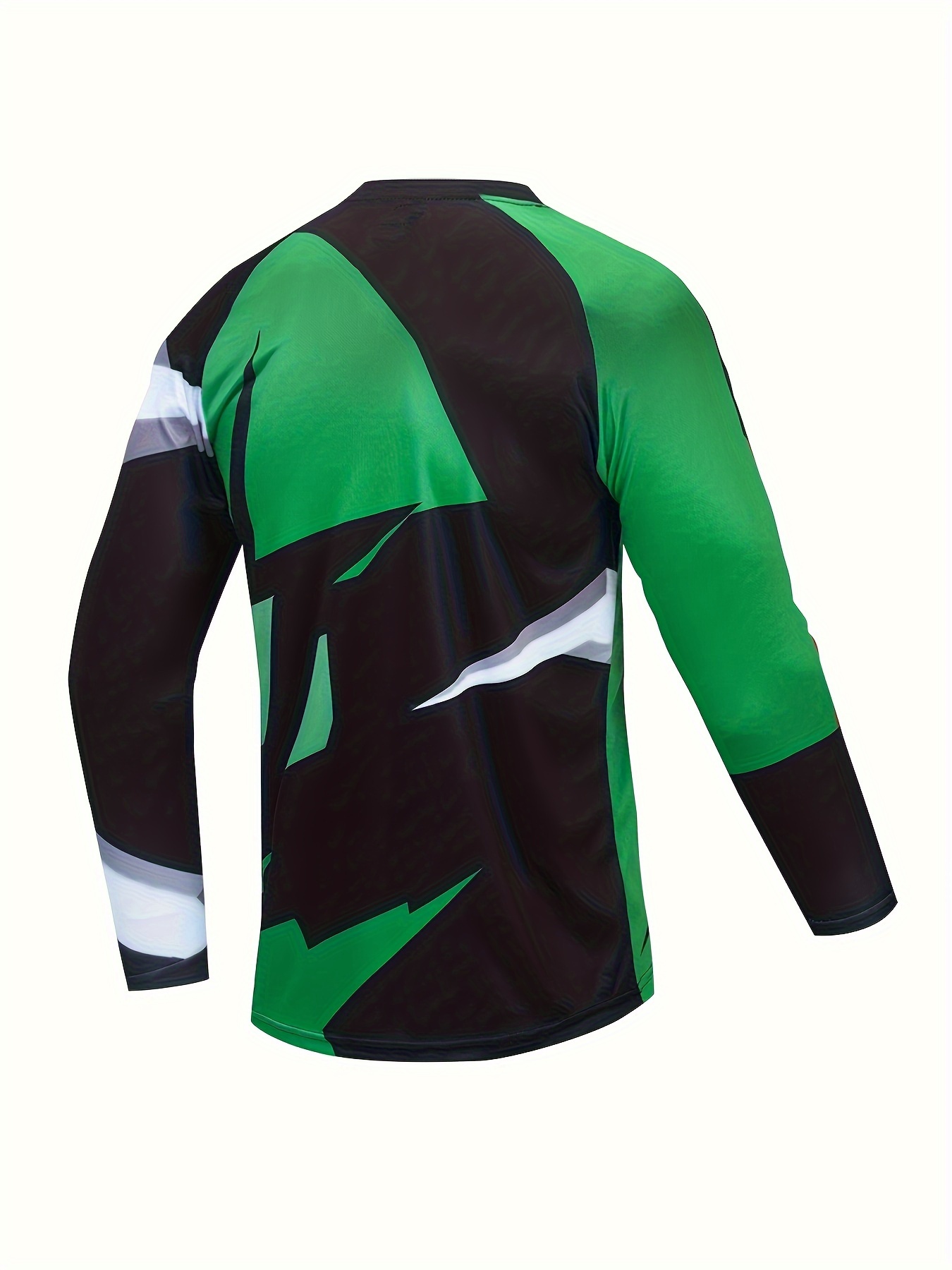 mens upf 50 sun protection rash guard quick dry color block pattern long sleeve rash guard for fishing hiking outdoor ocean green 1