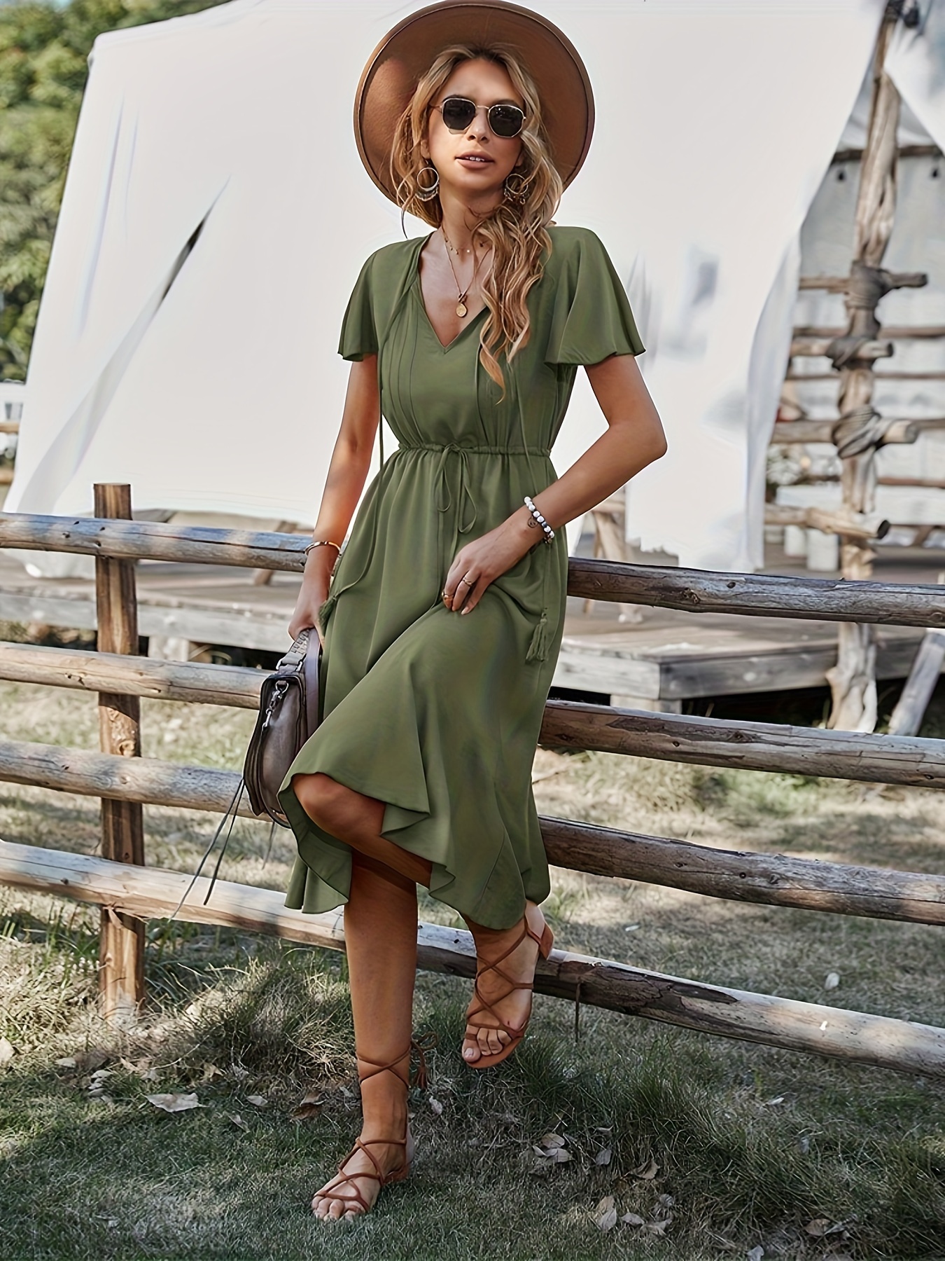 Army green shop summer dress