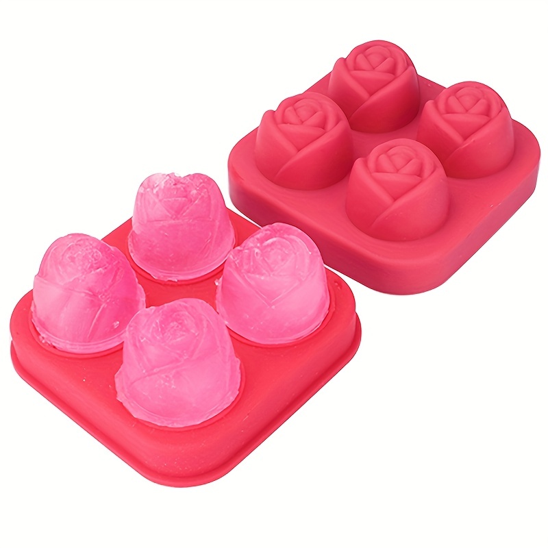 FYCONE 3D Silicone Rose Shape Ice Cube Mold, Reusable Ice Jelly