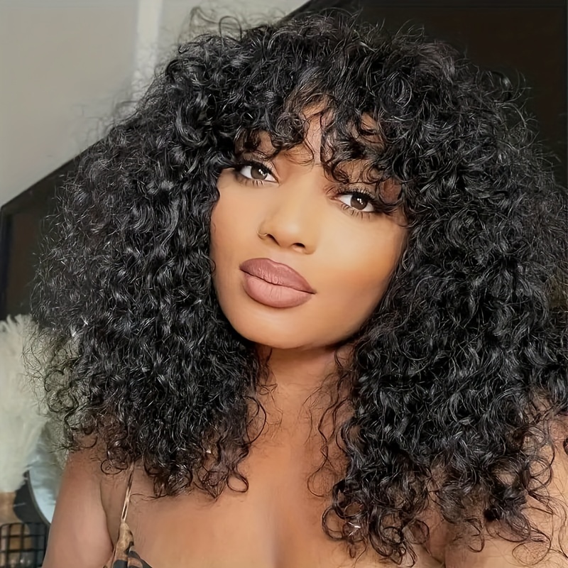 Curly wig clearance with fringe