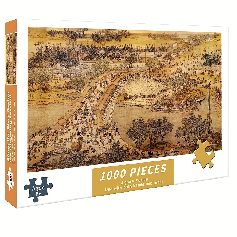 1000 Piece Jigsaw Puzzle: Qingming River Figure Pattern for Adults & Kids
