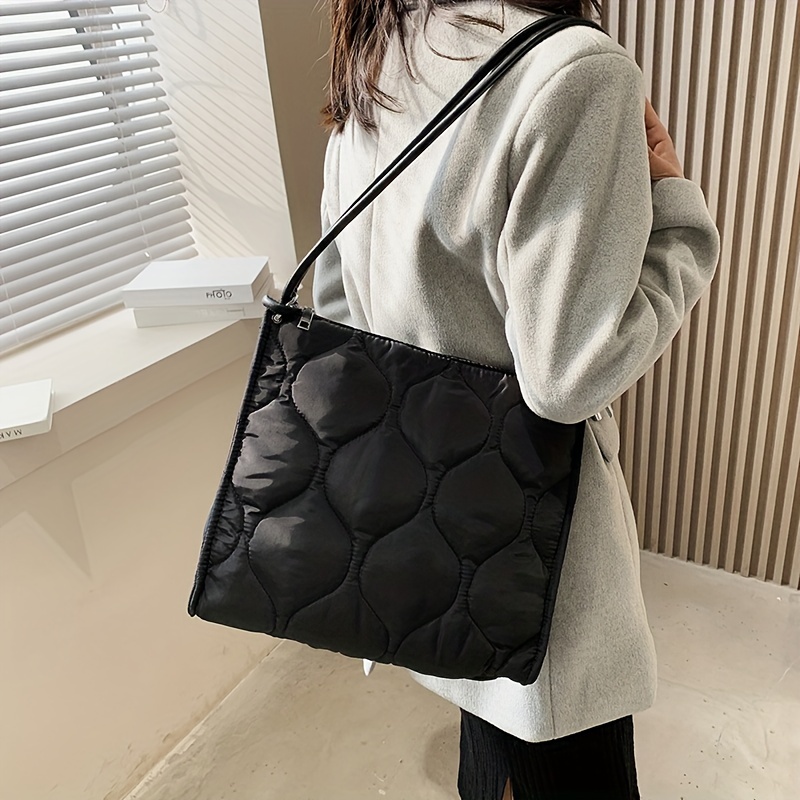 Minimalist Quilted Shoulder Bag, Solid Color Top Handle Bag, Fashion  All-match Handbag For Women - Temu