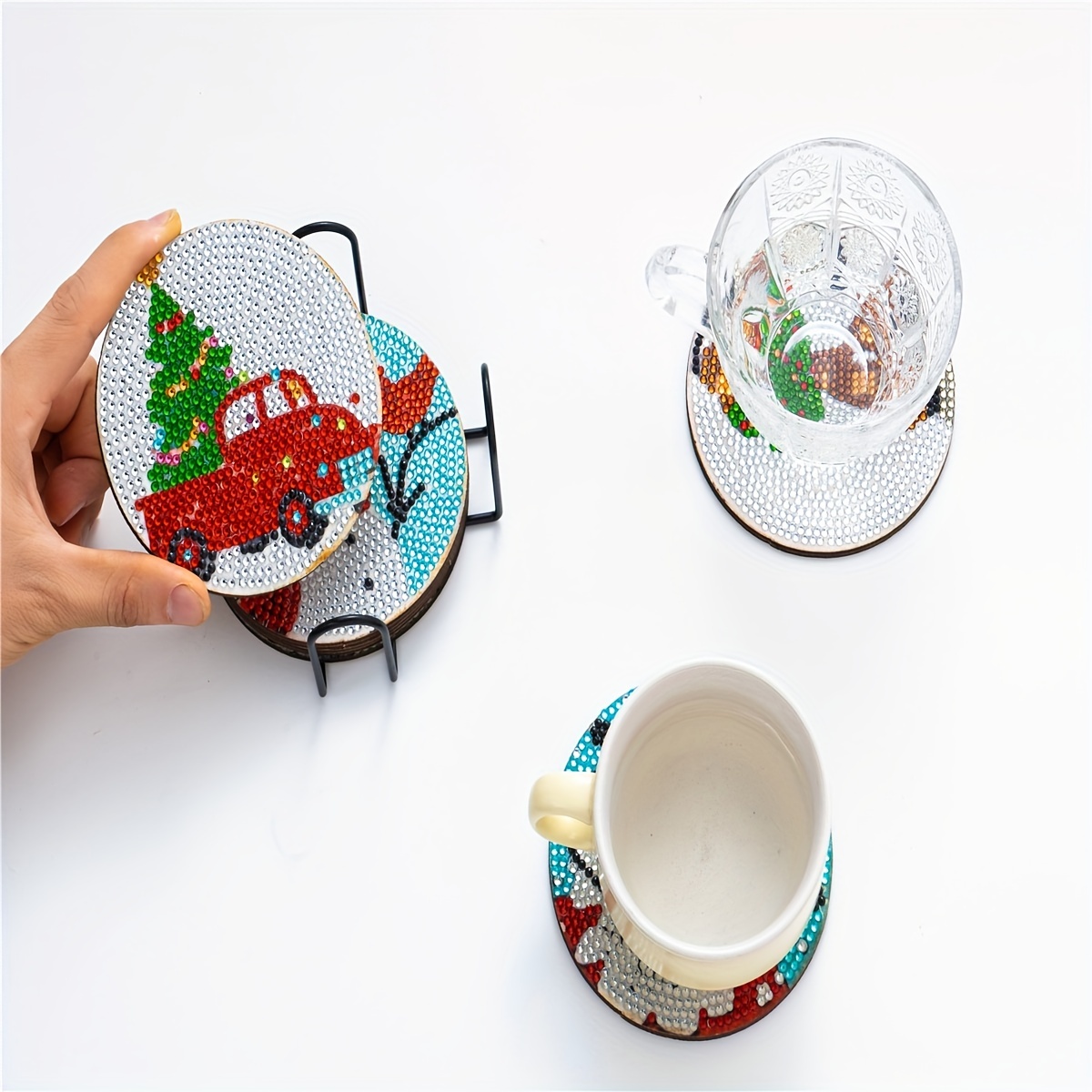Diy Diamond Art Coasters Christmas Size Scratch - Temu
