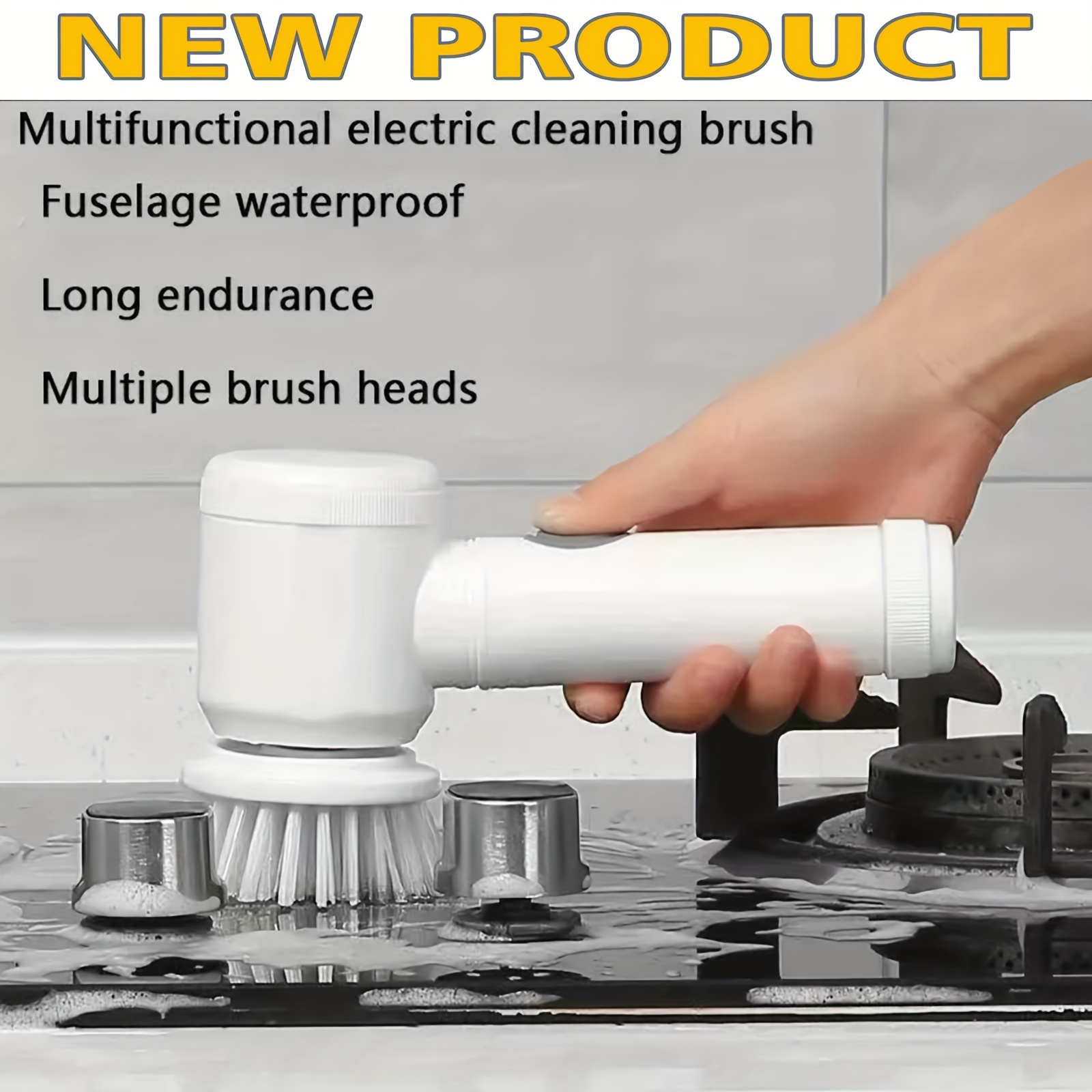 Electric Spin Scrubber Cleaning Brush Handheld Kitchen Bathroom Sink Cleaning Tool Automatic Cordless for Kitchen Bathroom Shower Tile, Size: 26188