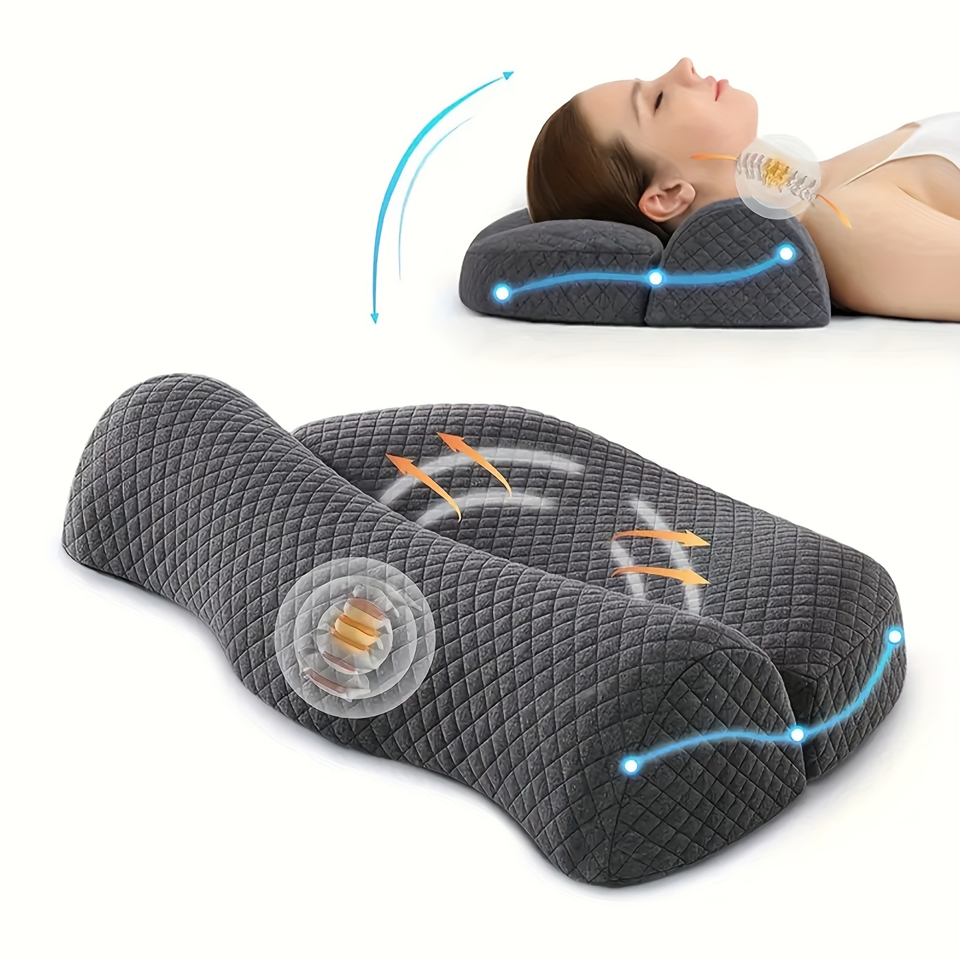 Almohada de rodilla para personas que duermen de lado, contorno de cuña de  espuma viscoelástica 100% - Almohadas de piernas para dormir - Cojín
