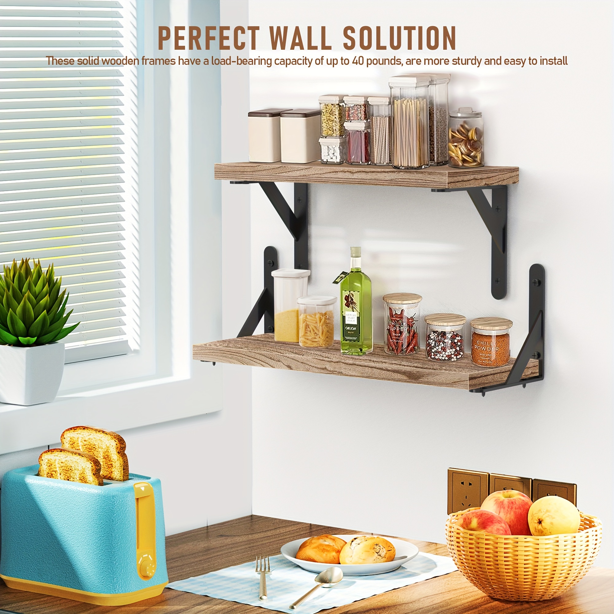 Kitchen Floating Shelves Storage Solution