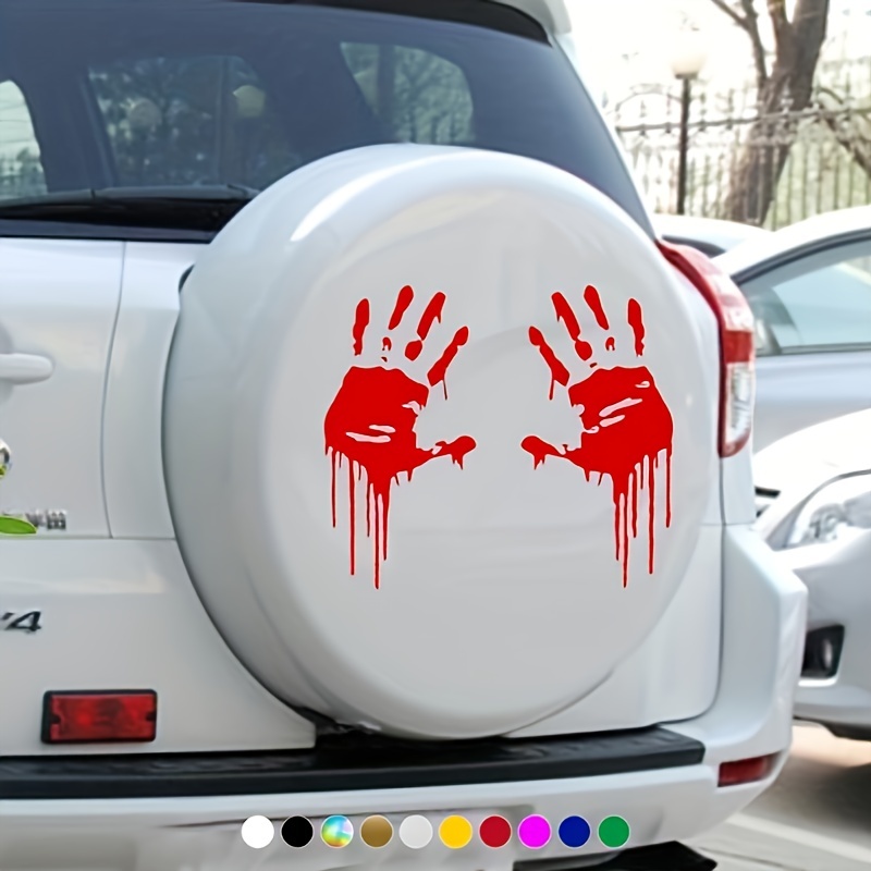 Zombie Bloody Hand Print Creative Motorcycle Reflective - Temu