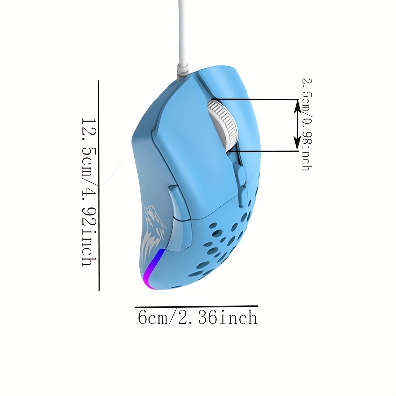 Wired Ultralight Drag Clicking PC Gaming Mouse with Side Buttons RGB  Backlit Honeycomb with Weight Tuning,Extra Interchangeable Back  Plate,12,000 DPI