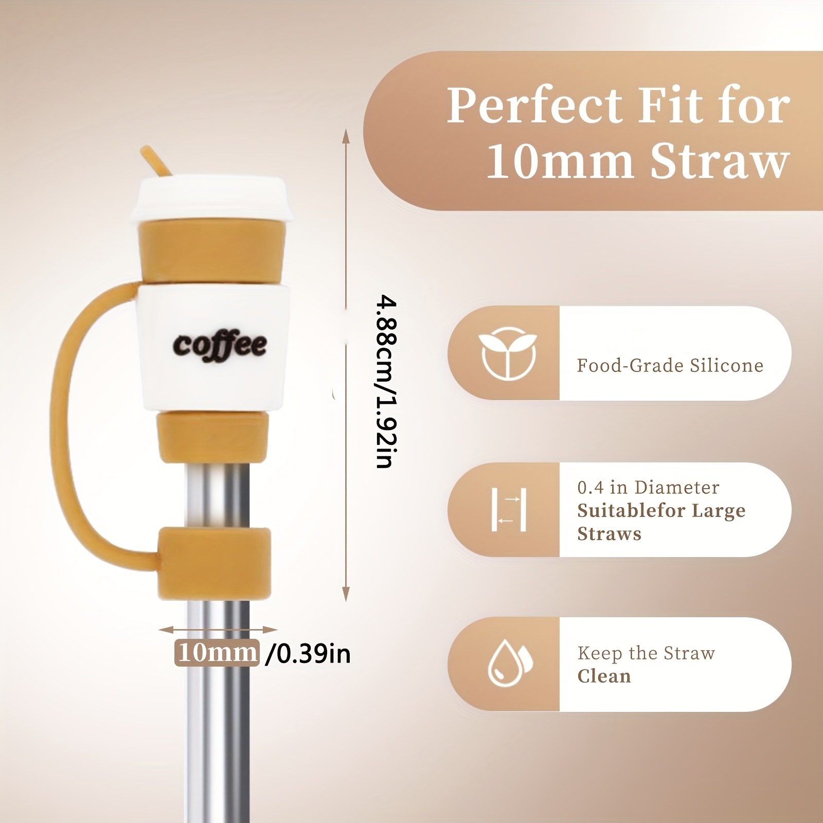 Cute Reusable Silicone Straw Tips Cover for 12mm Drinking Straws 1PC  Dust-Proof Straw Plugs for Decor