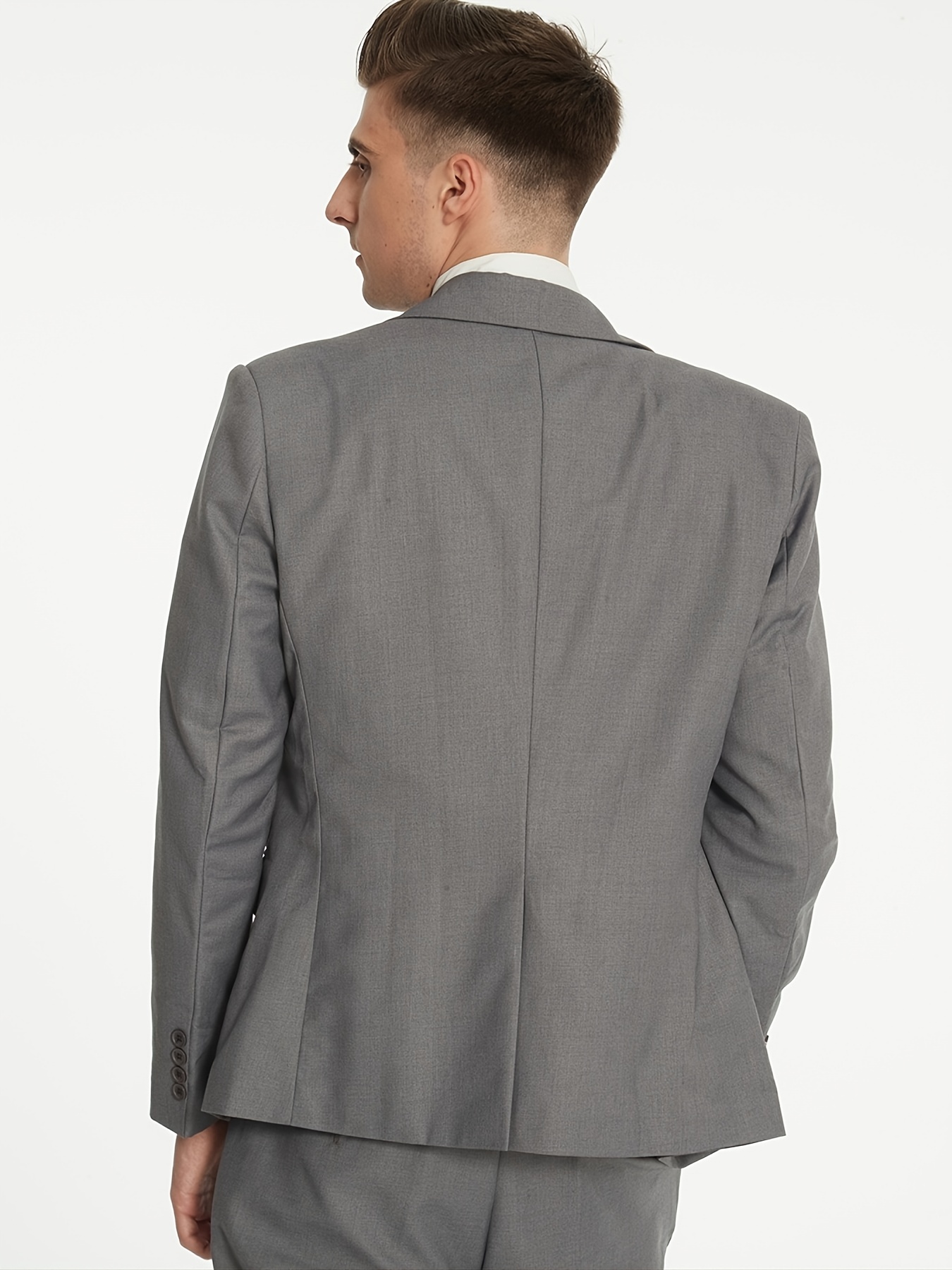 Solid Suits, Men's Two-piece Buckle Back Split Lapel Coat + Pants, Fashion  Business Suit Classic Regular Fit Solid Color - Temu