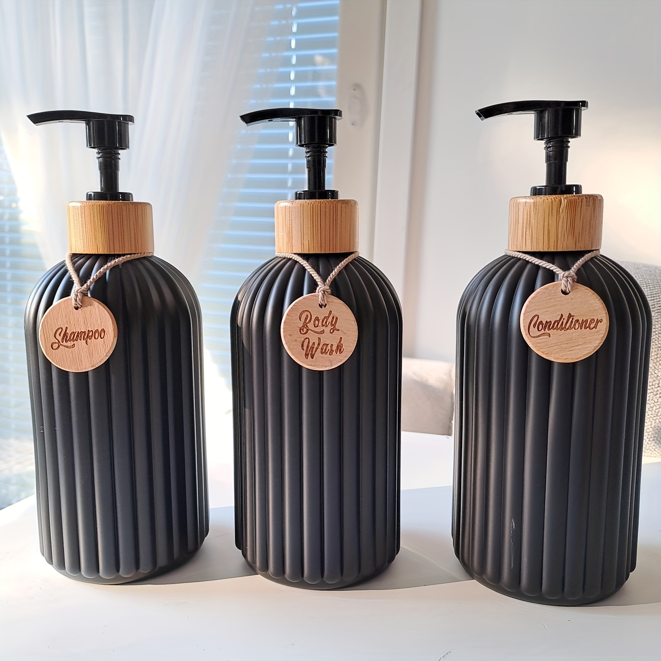 3 pzas Dispensador de jabón negro, botella de gel de ducha de champú para  el baño, recipiente de almacenamiento líquido con jabón rellenable