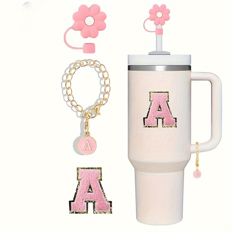 Stanley Cup Accessory Softball & Initial Charm for Tumbler Cup