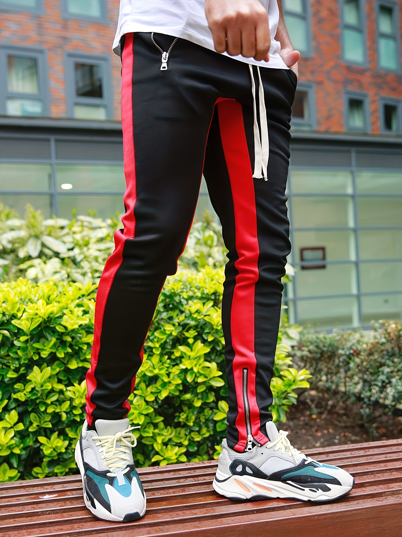 Mens red sweatpants with pockets hot sale