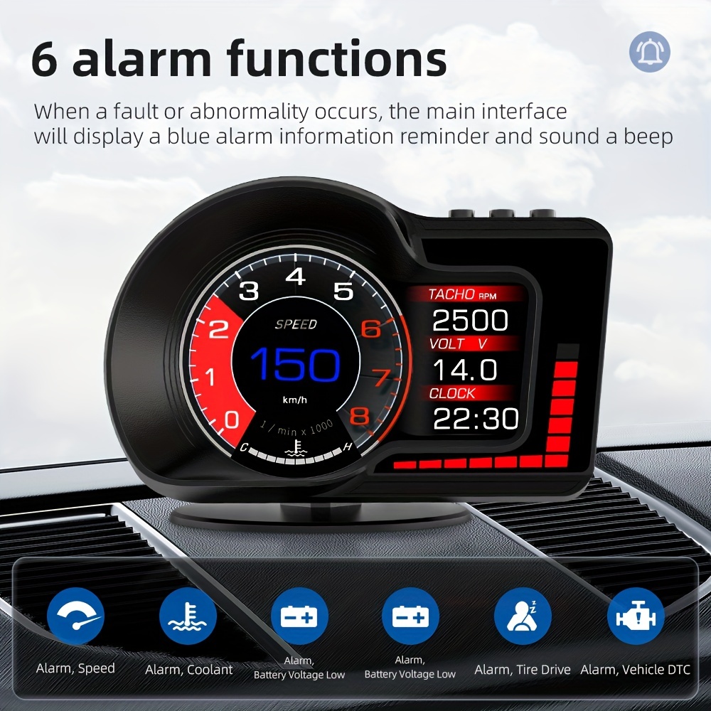 Car Head Up Display 3.5 HUD with OBD2 GPS Interface Plug & Play  Speedometers Projector Speed Overspeed Warning Mileage Measurement Water  Temperature Engine RPM 