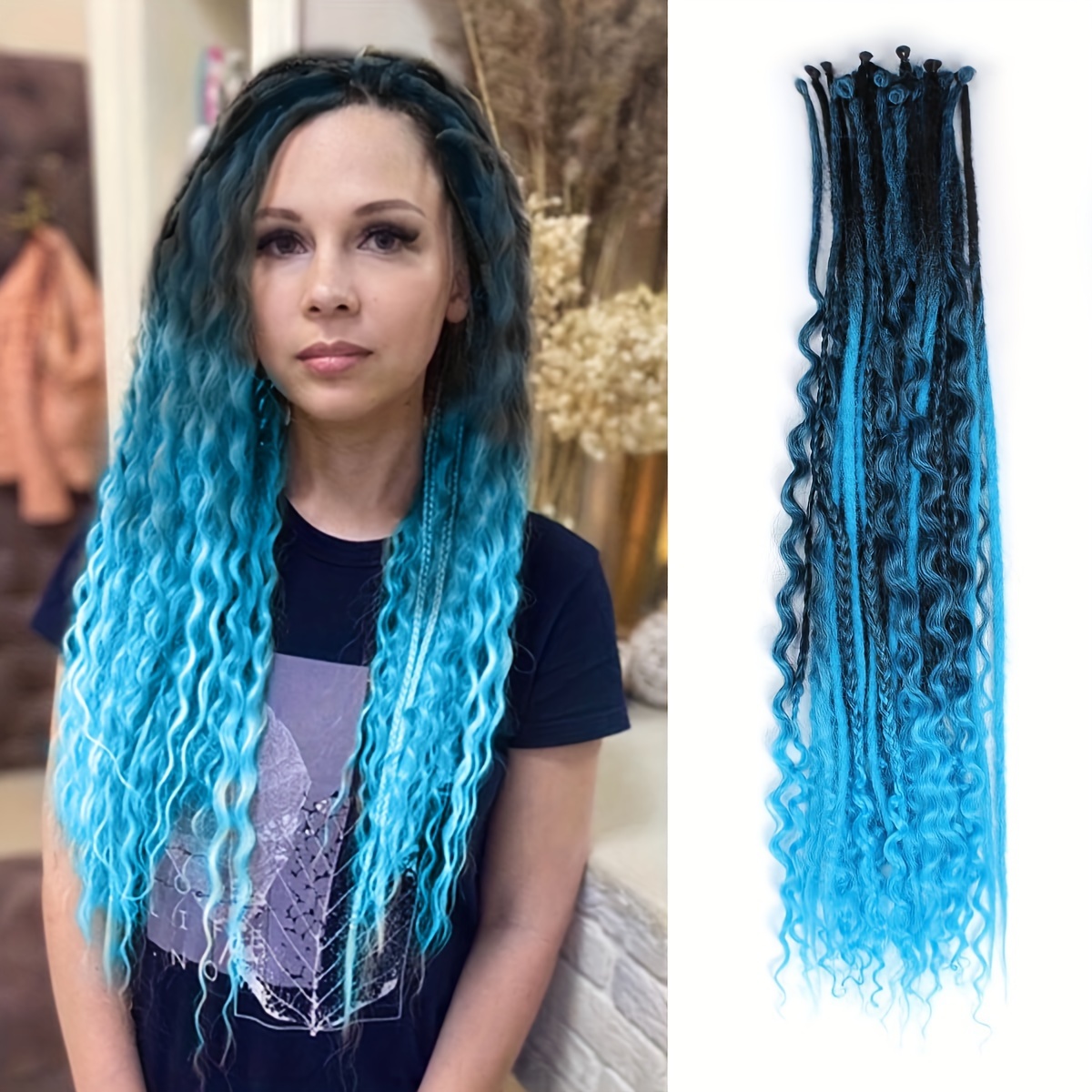 Ombre Box Braid Extensions Curly Ends Women's Hair Wigs - Temu