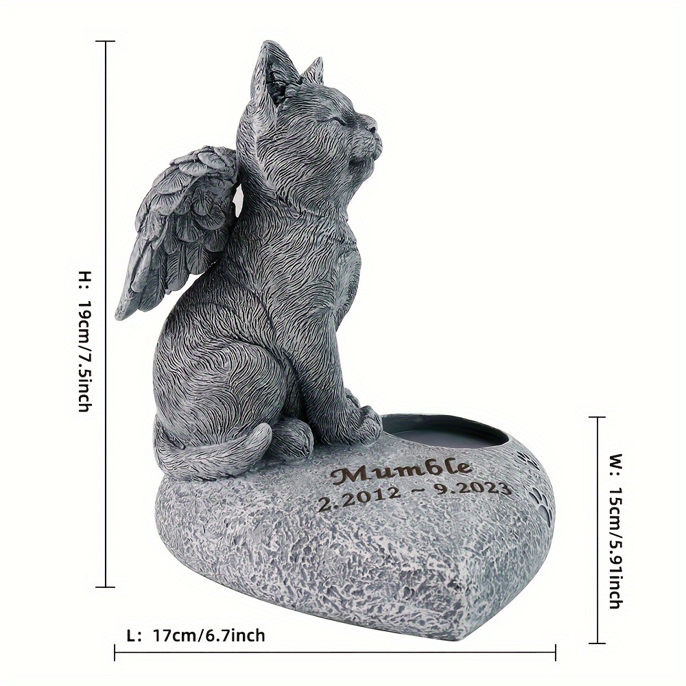 For Living Memorial Cat Statue & Lawn Ornament, 5.91-in, Grey