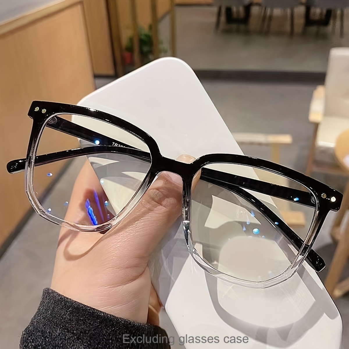 Juego de 3 gafas redondas grandes con marco de metal de 2 pulgadas, lentes  circulares livianas para mujeres y hombres (transparente), Claro