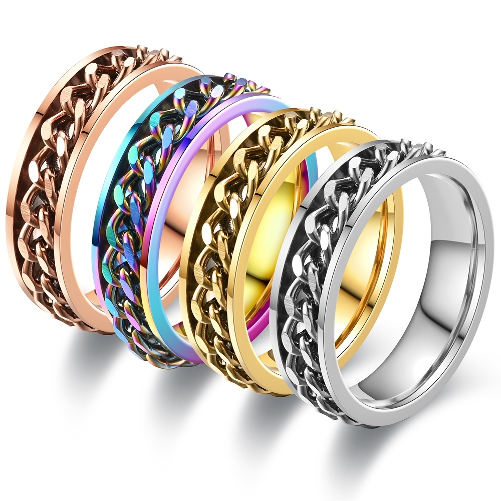 Creative Chain Stainless Steel Ring, Unisex