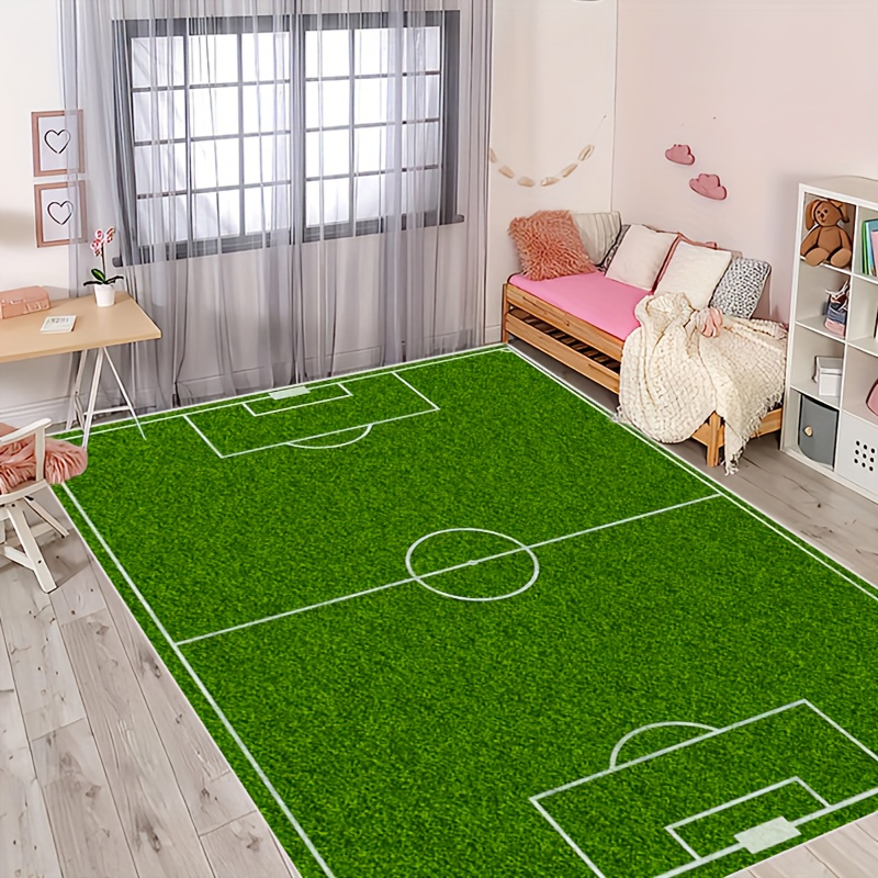 Alfombra de dormitorio Alfombras de fútbol impresas en 3D para niños  Decoración de la habitación Fútbol Alfombra redonda de esponja suave para  la alfombra de piso de la sala de estar