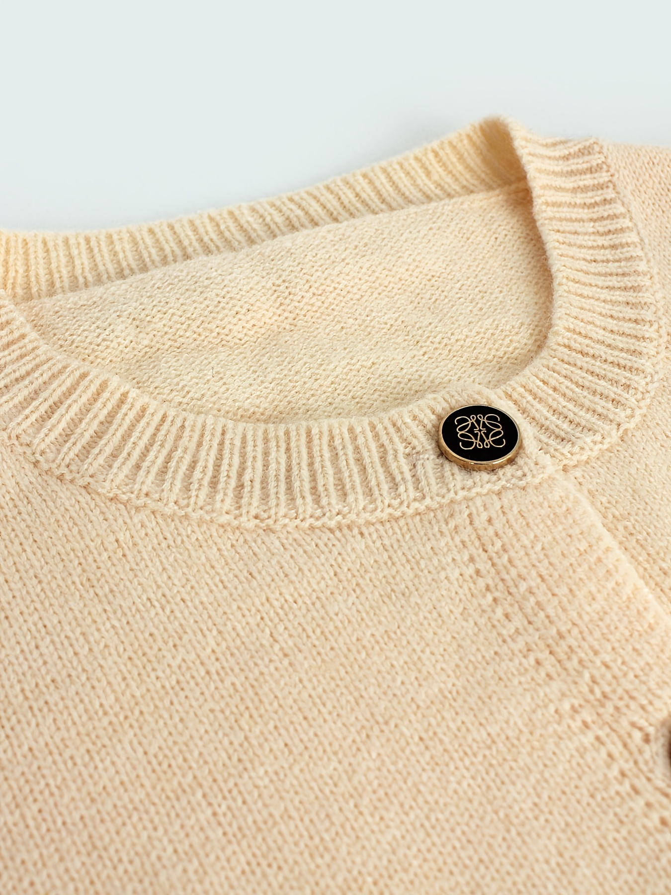 Solid Button Knit Cardigan Casual Crew Neck Long Sleeve - Temu