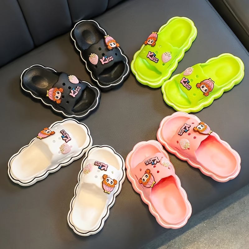 

Jiageya Girl's Adorable Slippers With Charms, Comfy Non Slip Arch Support Slides For Kids Outdoor Activities