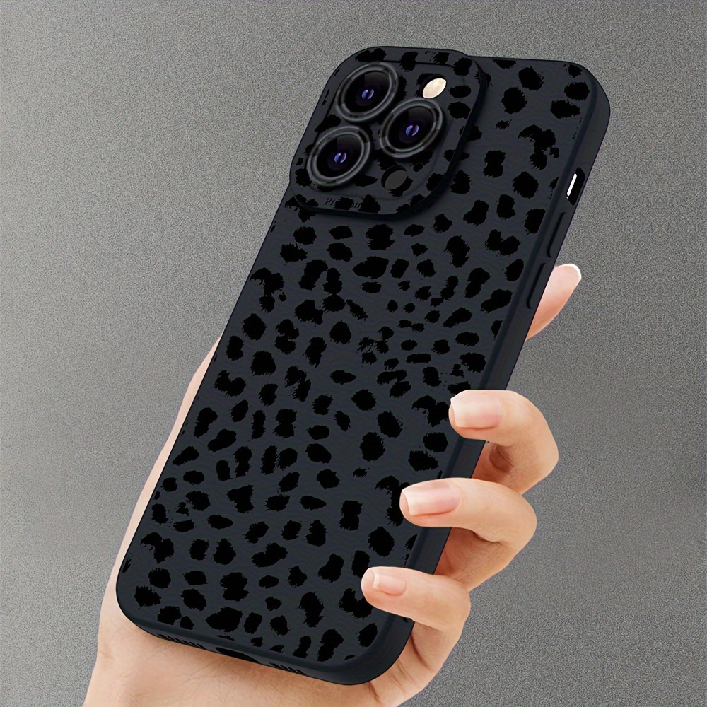 

1pc Leopard Print Black Camera Lens Protects The Phone Case For Iphone 7 8 Se2/se3 7p/8p Xr 11 12 13 14 Pro Max Series Good Quality And Durable Case For Men And Women Nice Small Gift
