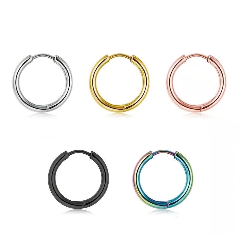 Titanium Steel Earrings Ear Studs Set, 4 Pairs for All Sizes