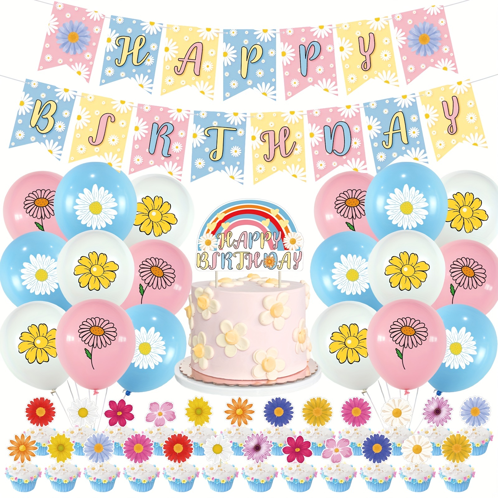 Boho Rainbow Birthday Party Decorations Set Includes Happy - Temu