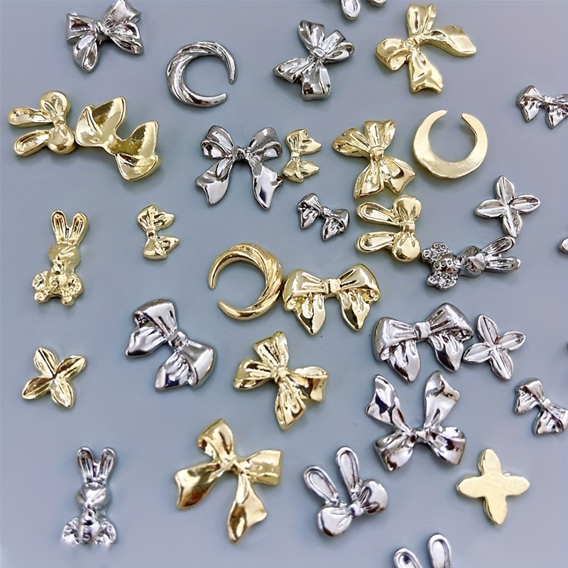 Silver Glitter Bow Charms, DIY Alloy Mini Charms for Jewelry, Nail Art –  WeNana