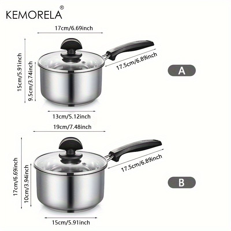 Small Instant Noodle Pot Stainless Steel Thickened Soup Pot Milk Pan With  Glass Lid Cooking Iduction Gas Pots Boiler Cookware