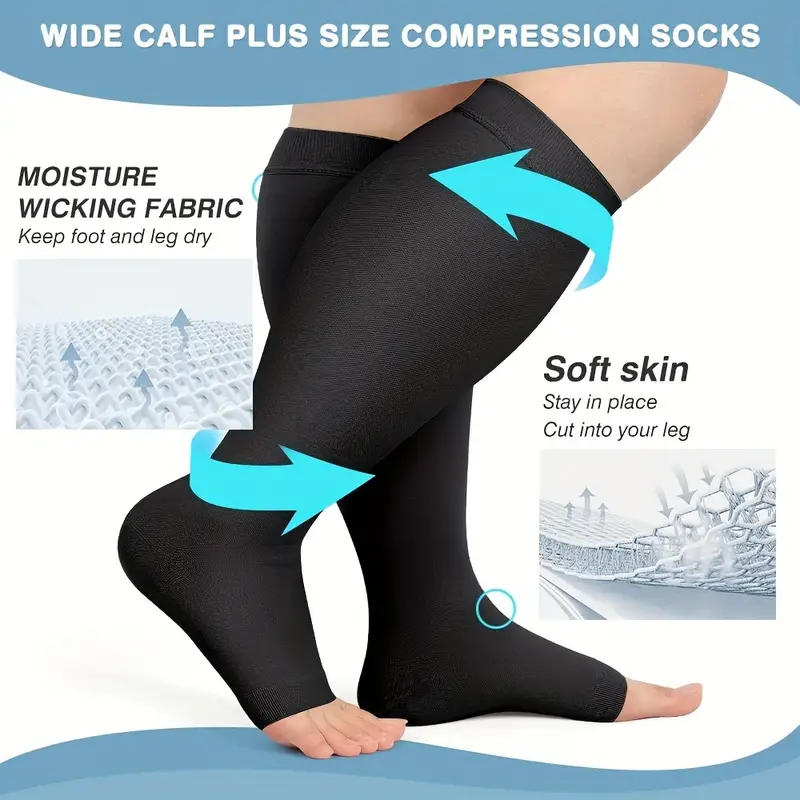 Open Toe Plus Size Compression Socks Better Circulation - Temu
