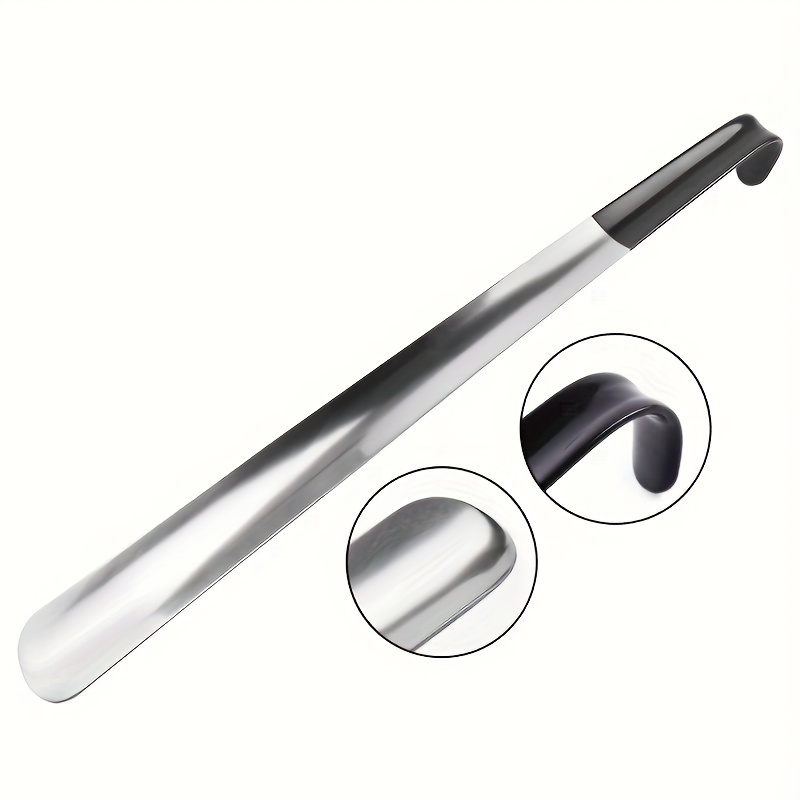 Stainless Steel Pair Shoehorn With A Black Handle Makes It Temu