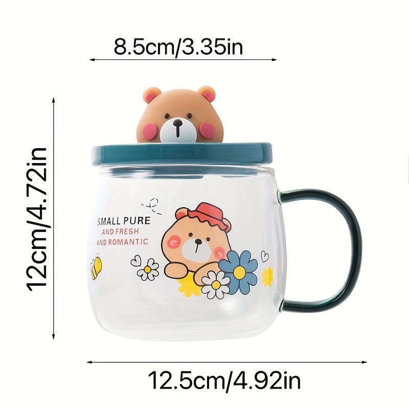 Bear Tumbler With Lid, High Temperature Resistant High-value Transparent Glass  Water Cup, Household Straw Glass Cup - Temu