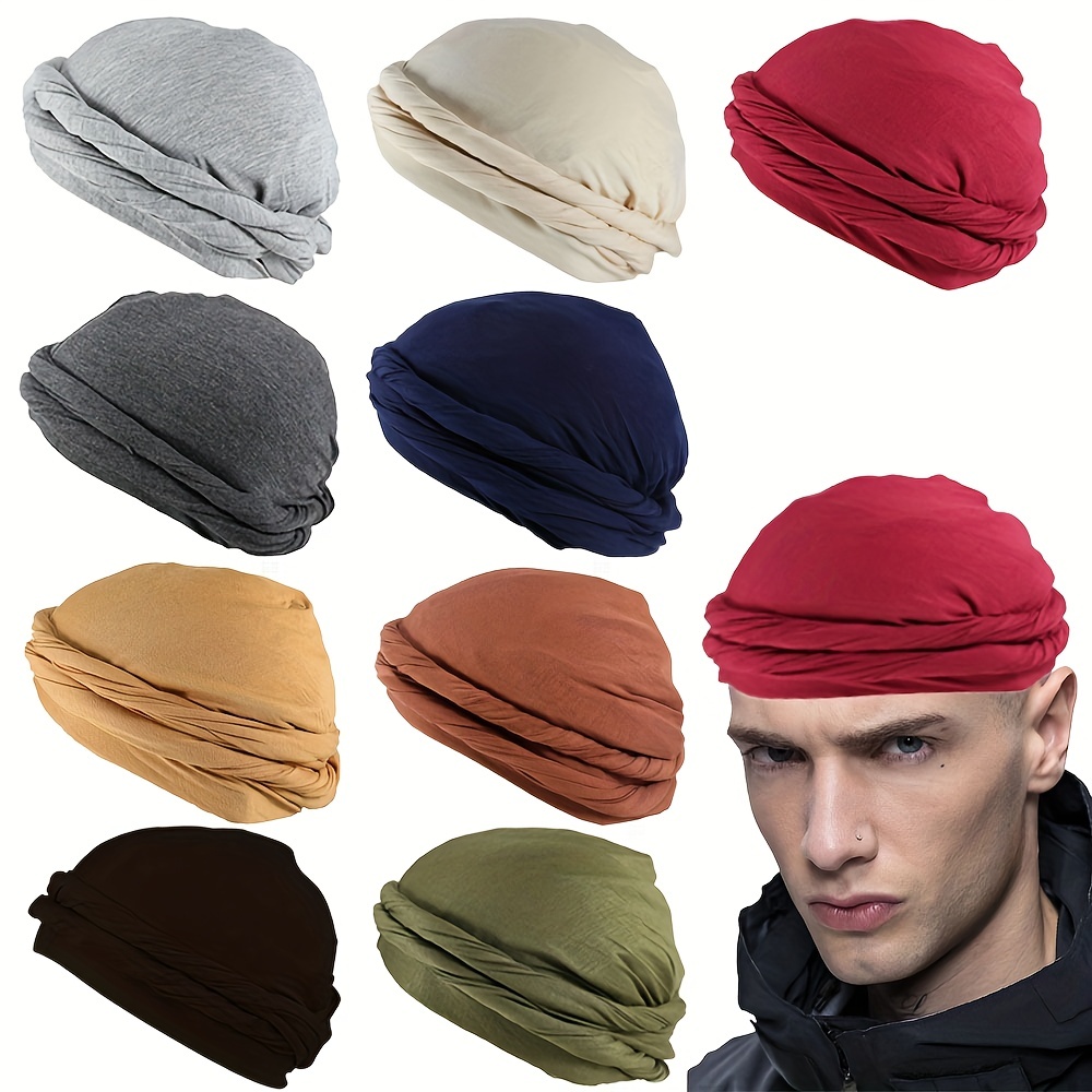 4 PCes turbante para homens Halo turbante durag vintage turbante