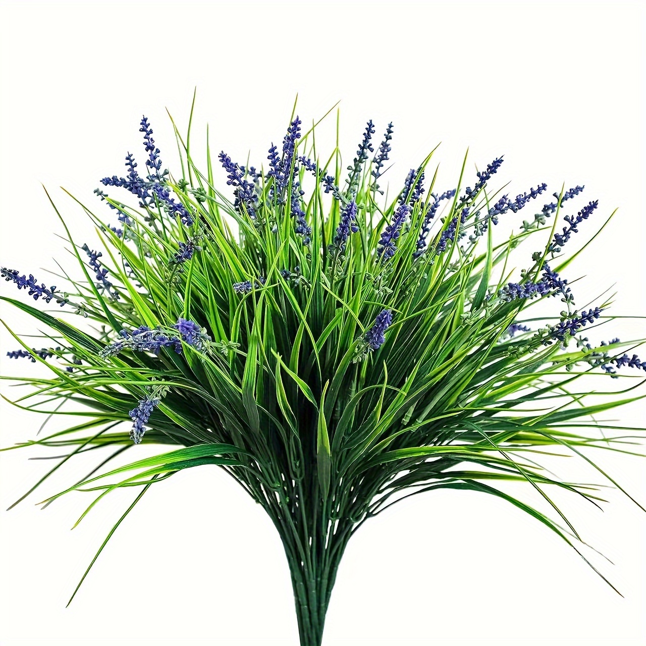 

12pcs Artificial Lavender Plants, Outdoor Fake Monkey Grass Lavender Flowers Floral For Soft And Fluffy Pot Faux Plants For Garden Indoor Outside Hanging Planter Fake Plants