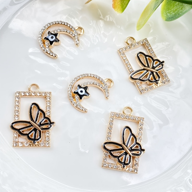 5 Colors Shining Exquisite Butterfly Design Alloy Enamel - Temu