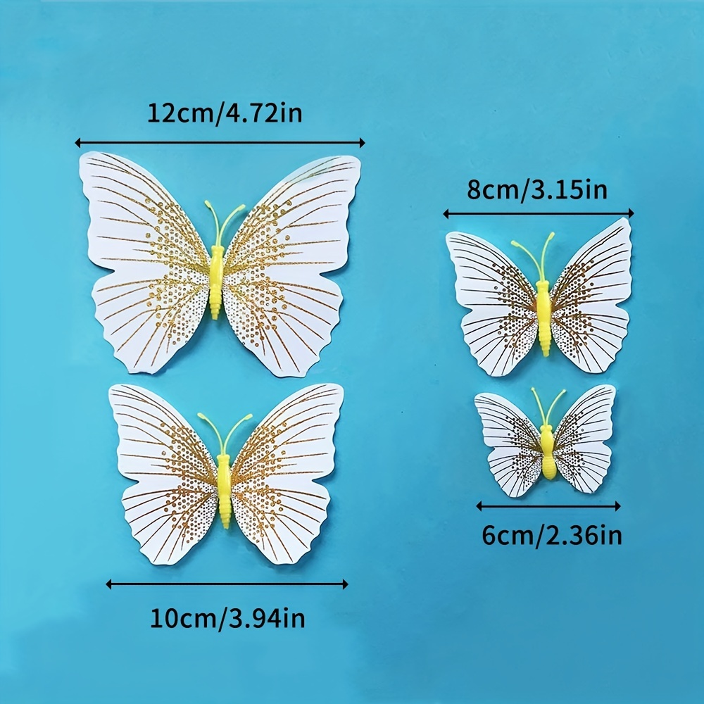 Lot de 24 autocollants muraux 3D en forme de papillon,Décoration