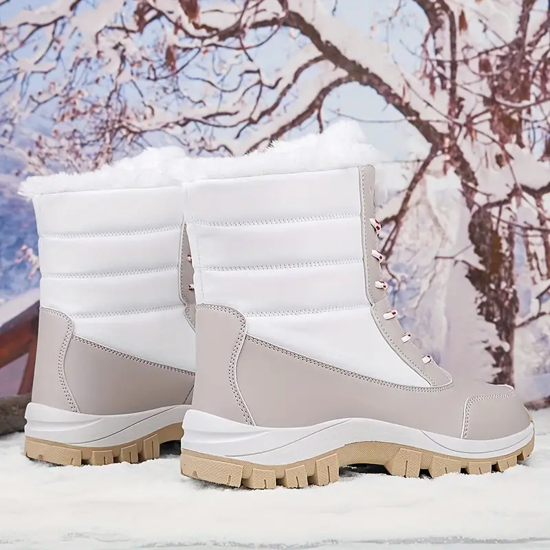 Women's Winter Non slip Snow Boots Fleece Lining Comfy Lace - Temu