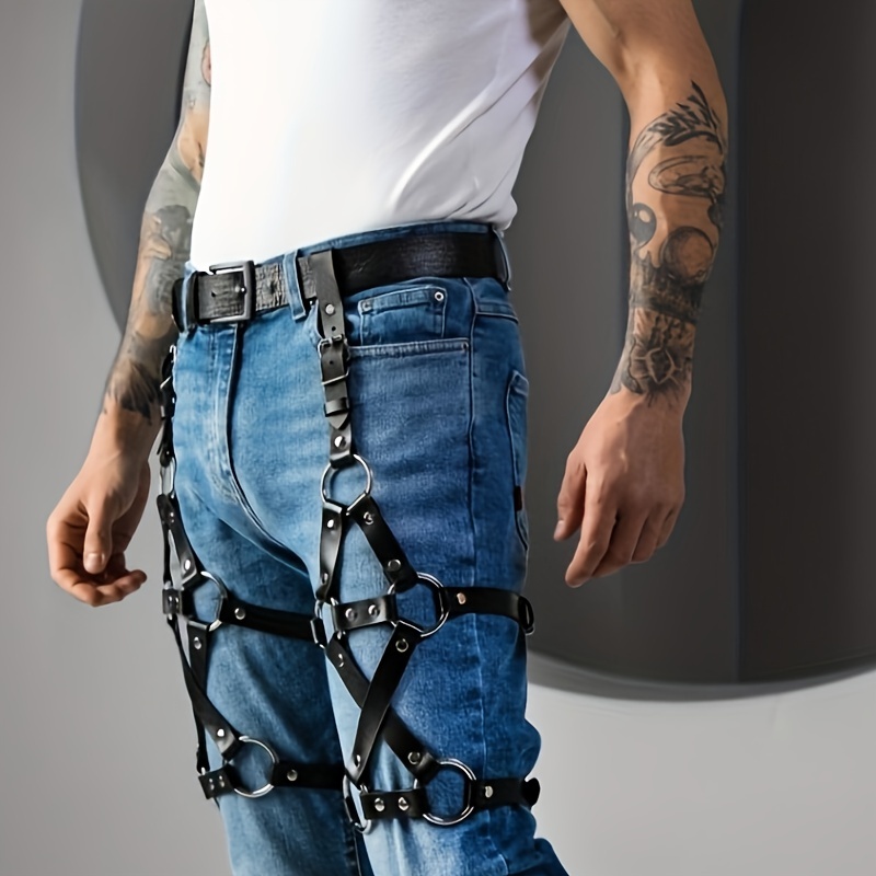 Seductive Mens Leather Thigh Harness