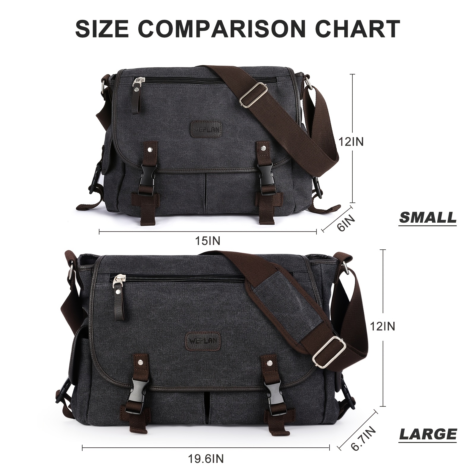 Water Resistant Canvas Messenger Bag for Men & Women