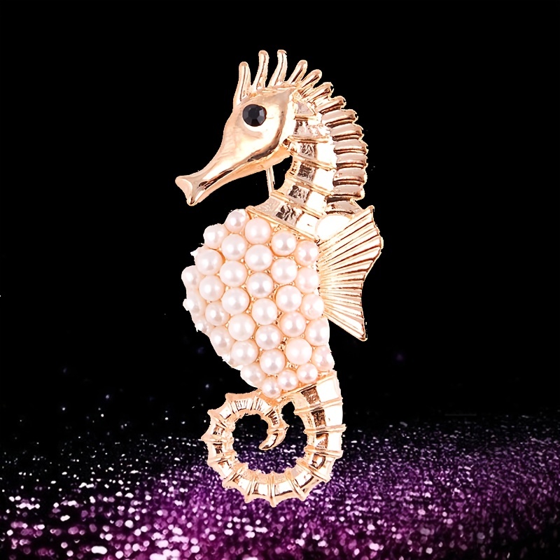 Vintage Sea Horse Faux Pearl Corsage Scarf Clip Brooch Pin - Temu